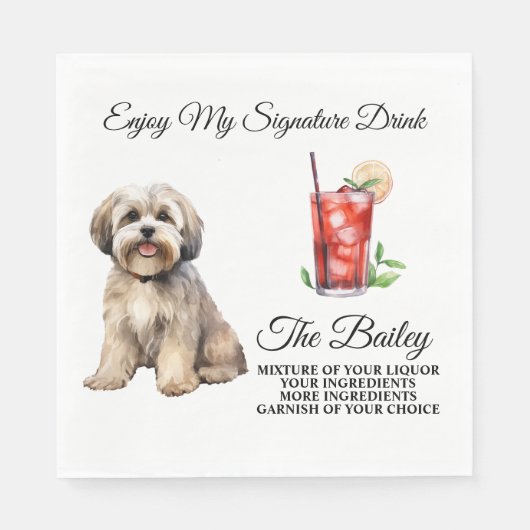 Serviette En Papier Lhasa Apso Mariage Signature Boire Serviettes (Devant)