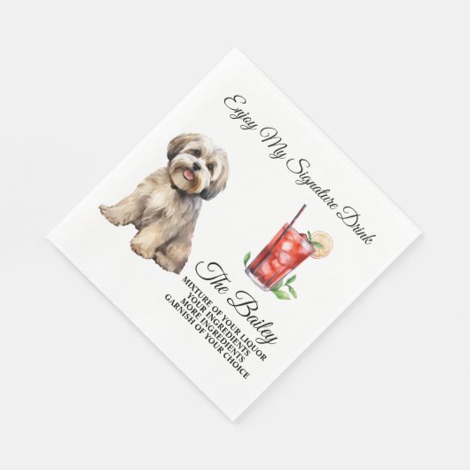 Serviette En Papier Lhasa Apso Mariage Signature Boire Serviettes (Coin)
