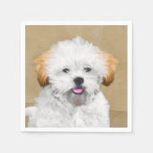 Serviette En Papier Lhasa Apso Puppy Peinture - Cute Original Chien Ar (Devant)