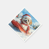 Serviette En Papier Lhassa Apso Dog in Sledge Let it Neige Noël (Coin)