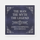 Serviette En Papier L'Homme Le Mythe La Légende 65e anniversaire Bleu (Devant)