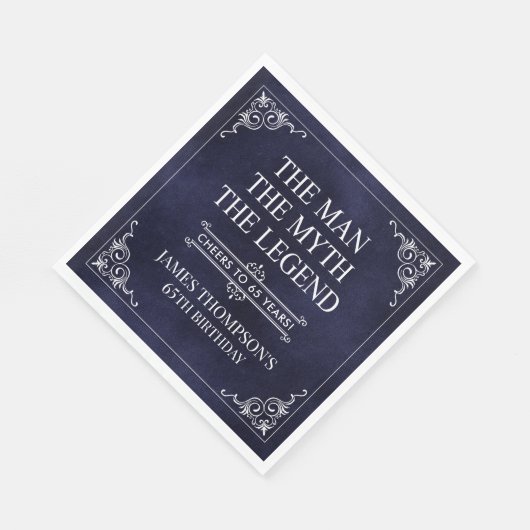 Serviette En Papier L'Homme Le Mythe La Légende 65e anniversaire Bleu (Coin)