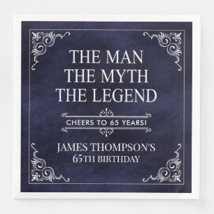 Serviette En Papier L'Homme Le Mythe La Légende 65e anniversaire Bleu