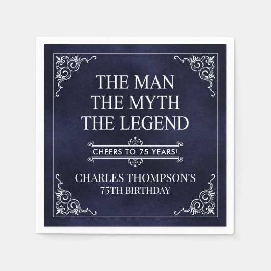 Serviette En Papier L'Homme Le Mythe La Légende 75e anniversaire Bleu (Devant)