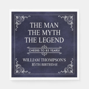 Serviette En Papier L'Homme Le Mythe La Légende 85e anniversaire Bleu