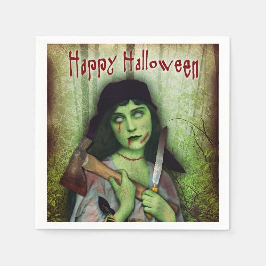 Serviette En Papier L'horreur d'Halloween (Devant)