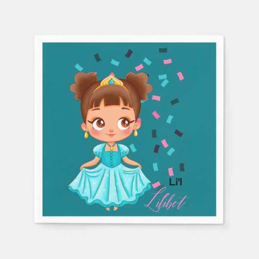 Serviette En Papier Li L Princess LILILIBET Turquoise Joli cadeau fill (Devant)