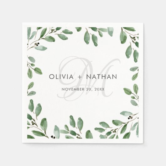 Serviette En Papier Liage minimal | Mariage de monogramme (Devant)