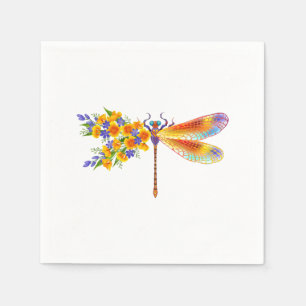 Serviette En Papier libellule de fleurs jaunes