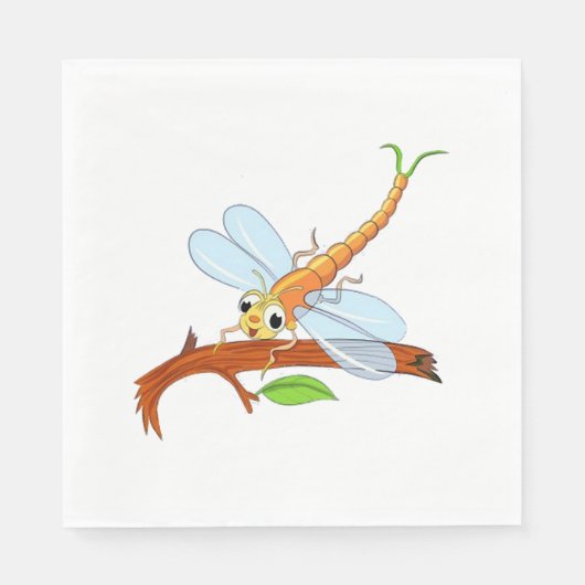 Serviette En Papier libellule dorée (Devant)