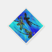 Serviette En Papier Libellule Électrique Bleu (Coin)