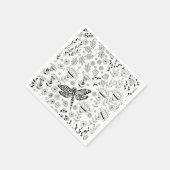 Serviette En Papier libellule et fleurs (Coin)