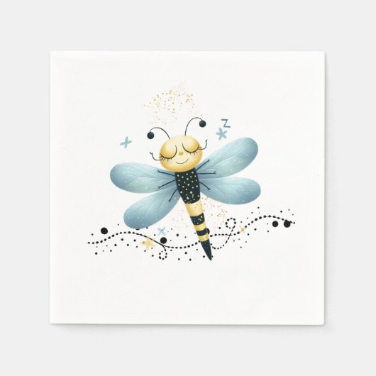 Serviette En Papier Libellule fantaisiste endormie (Devant)