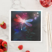 Serviette En Papier libellule rouge brillante (En situation)