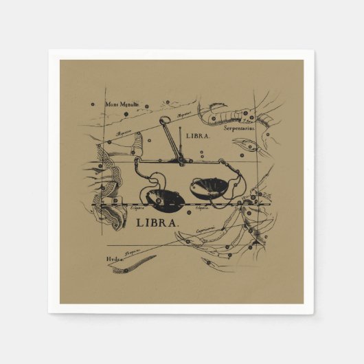 Serviette En Papier Libra Constellation Map Hevelius vers 1690 (Devant)