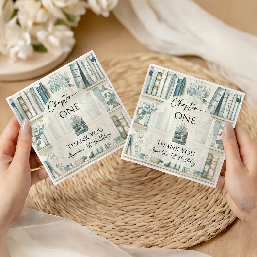 Serviette En Papier Library Chapter ONE Blue Boy Book 1st Birthday