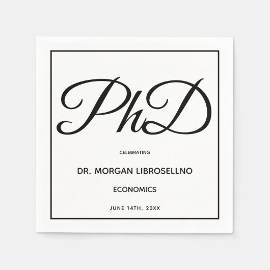 Serviette En Papier Licence White Black Graduation Party (Devant)