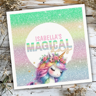 Serviette En Papier Licorne arc-en-ciel pailletée assiette en papier m