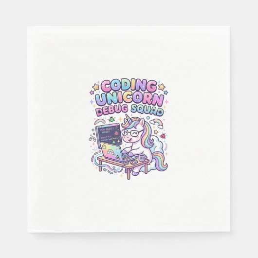 Serviette En Papier Licorne Coding Licorne Debug Squad Marché Charmeur (Devant)