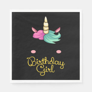 Serviette En Papier Licorne de fille d'anniversaire