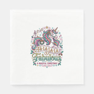 Serviette En Papier Licorne Fa La La La Fabuleux Fond Blanc Mignon