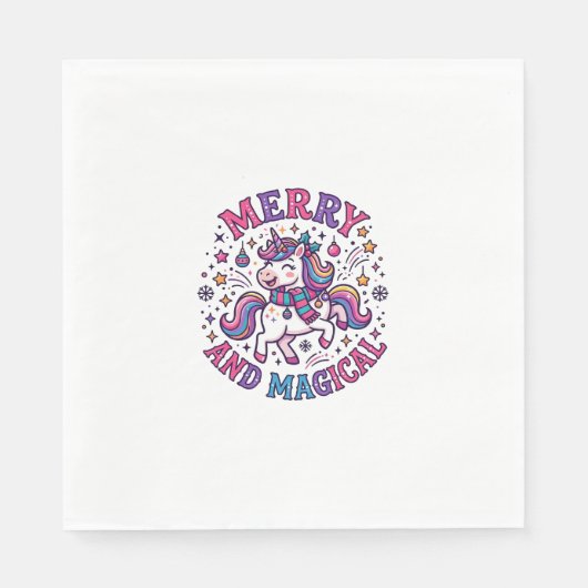 Serviette En Papier Licorne Joyeuse et Magique (Devant)