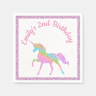Serviette En Papier Licorne Magique Anniversaire Personnalisé