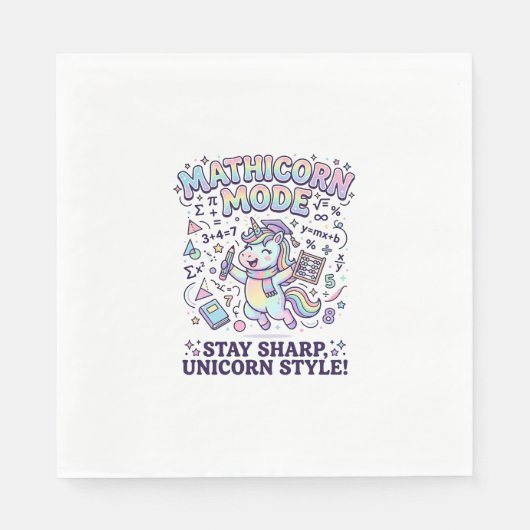 Serviette En Papier Licorne Mathicorne Mode Charmant Fond Blanc D (Devant)