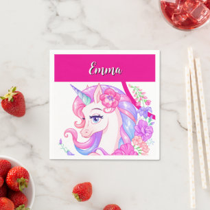 Serviette En Papier licorne & personnalisez votre nom