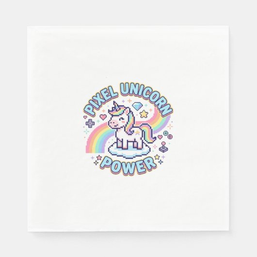 Serviette En Papier Licorne Pixel Licorne Puissance Conception Graphiq (Devant)