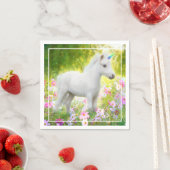 Serviette En Papier Licorne Poney Blanc (En situation)