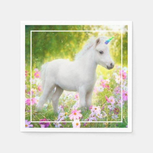 Serviette En Papier Licorne Poney Blanc (Devant)