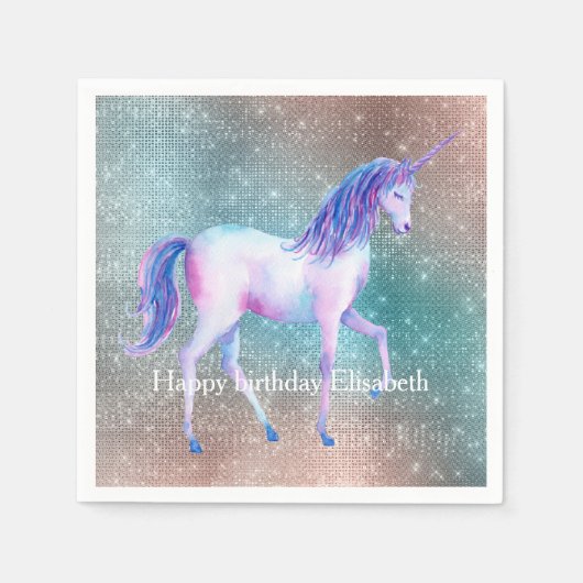 Serviette En Papier Licorne scintillante (Devant)