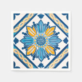 Serviette En Papier Ligh Blue Jaune Azulejo Méditerranée (Devant)