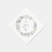 Serviette En Papier Light Blue Floral Wreath Wedding Napkin (Coin)