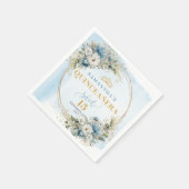 Serviette En Papier Light Blue Flowers Greenery 15th Birthday Napkins (Coin)