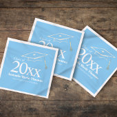 Serviette En Papier Light Blue Graduation Cap Class of 20XX Name