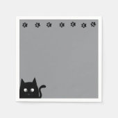 Serviette En Papier Light Grey Black Cat Paws (Devant)