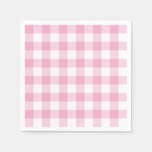 Serviette En Papier Light Pink and White Buffalo Plaid Gingham (Devant)