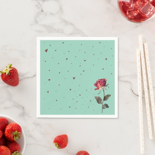 Serviette En Papier light red rose printed (En situation)