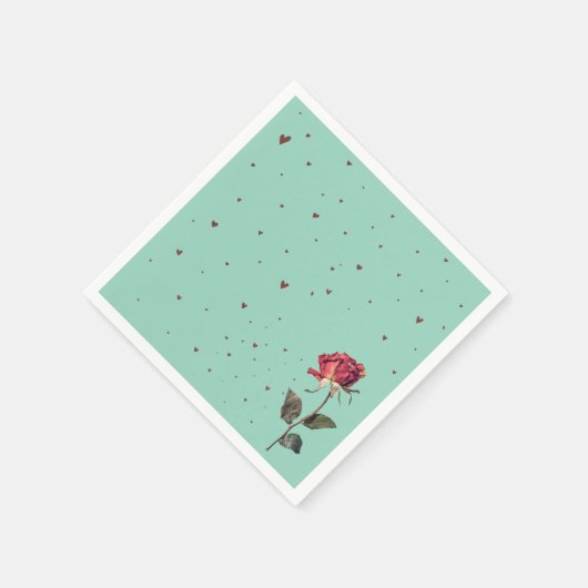 Serviette En Papier light red rose printed (Coin)