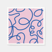 Serviette En Papier Ligne Abstraite Art Rétro Rose Et Bleu (Devant)