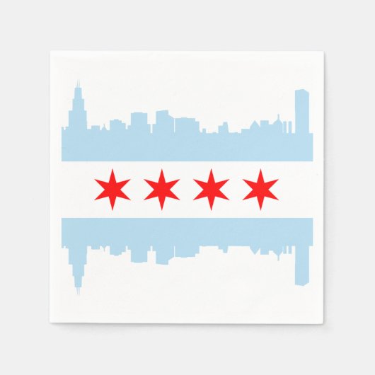 Serviette En Papier Ligne aérienne du drapeau de Chicago (Devant)