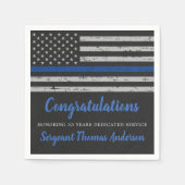 Serviette En Papier Ligne Bleue Mince Indicateur Police Officier Retra (Devant)