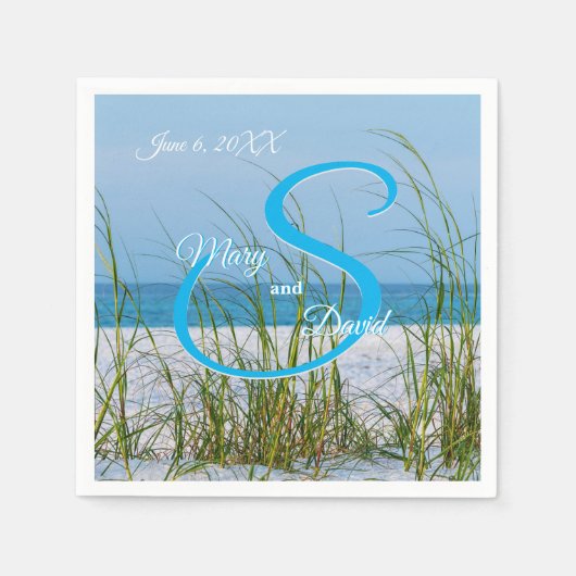 Serviette En Papier Ligne D'Avoine De Mer En Mariage De Sable Blanc (Devant)