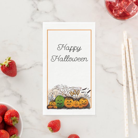 Serviette En Papier Ligne Jack-O-Lantern vers le haut (En situation)