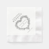Serviette En Papier Ligne Mistletoe art mono mariage personnalisé (Devant)