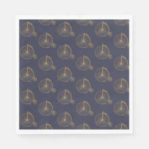 Serviette En Papier Ligne Monocycle Vieux Or Dessin Marine Bleu
