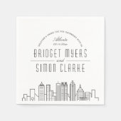 Serviette En Papier Ligne Skyline Atlanta Deco | Mariage Événement Nap (Devant)
