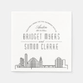 Serviette En Papier Ligne Skyline Austin Deco | Mariage, événement Nap (Devant)